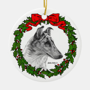 Smooth Collie Art by Glenda S. Harlan Ceramic Ornament