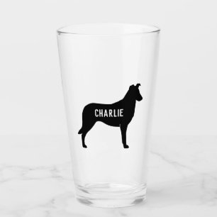 Smooth Collie Dog Silhouette Personalised Glass