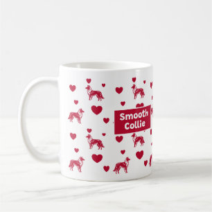 Smooth Collie Mug With Red Hearts