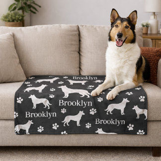 Smooth Collie Personalised Dog Blanket Dark Grey