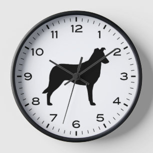 Smooth Collie Silhouette with Numbers and Minutes Clock