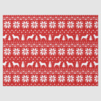 Smooth Collie Silhouettes Christmas Pattern Red
