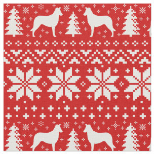 Smooth Collie Silhouettes Dogs Christmas Holiday Fabric