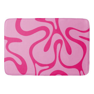 Smooth Contours Hot Bright Pink Abstract Pattern Bath Mat
