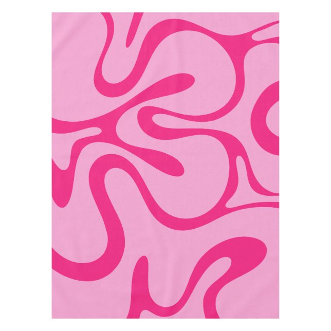 Smooth Contours Preppy Pink Abstract Pattern Tablecloth (Front)