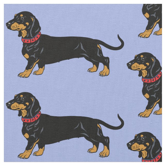 smooth dachshund dog ... illustration fabric (Close Up)
