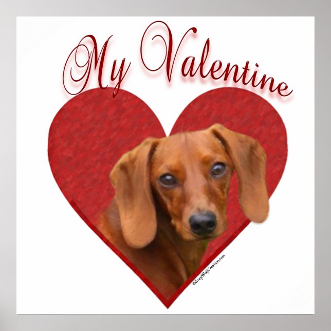 Smooth Dachshund My Valentine Poster (Front)