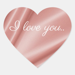 Smooth elegant coral silk texture .I love you. Heart Sticker