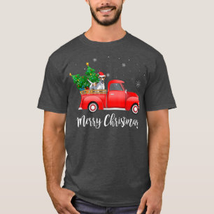 Smooth Fo Terrier Dog Riding Red Truck Christmas  T-Shirt