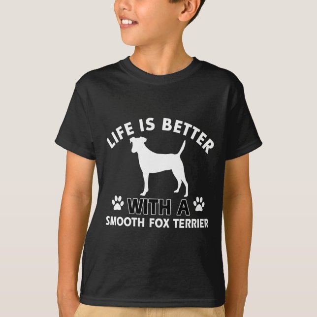 Smooth Fox Terrier dog breed designs T-Shirt (Front)