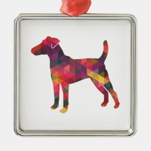 Smooth Fox Terrier Dog Breed Geo Silhouette Multi Metal Ornament