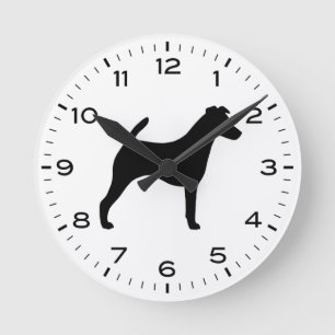 Smooth Fox Terrier Dog Breed Silhouette Round Clock