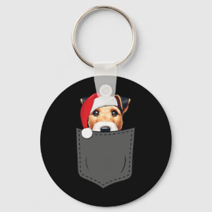 Smooth Fox Terrier Dog Santa Hat Christmas Pocket  Key Ring