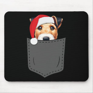 Smooth Fox Terrier Dog Santa Hat Christmas Pocket Mouse Pad