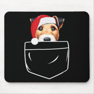 Smooth Fox Terrier Dog Santa Hat Christmas Pocket Mouse Pad