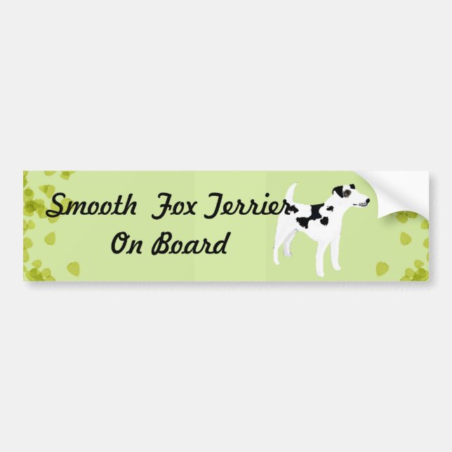 Smooth  Fox Terrier ~ Green Leaves Design Bumper Sticker (Front)