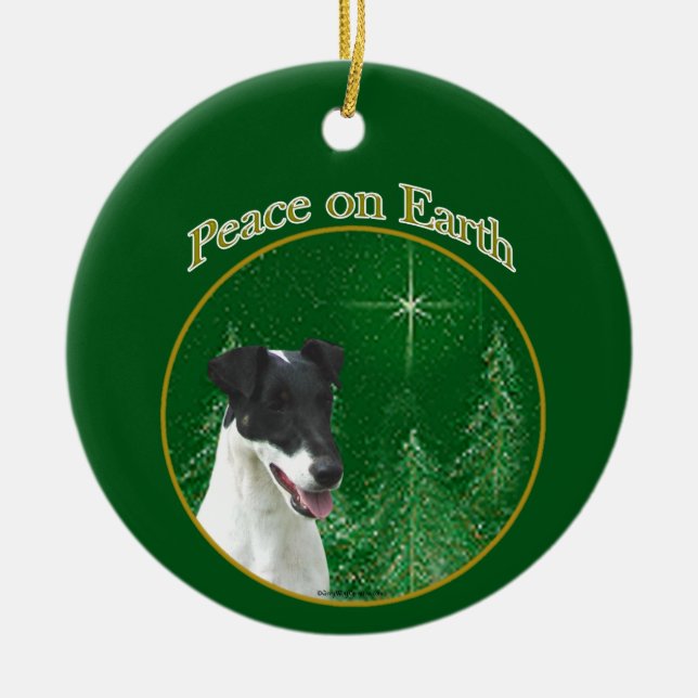 Smooth Fox Terrier Peace Ceramic Ornament (Front)