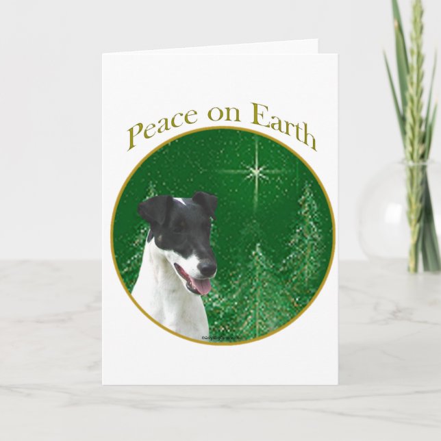 Smooth Fox Terrier Peace Holiday Card (Front)