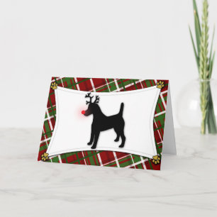 Smooth Fox Terrier Reindeer Christmas Card
