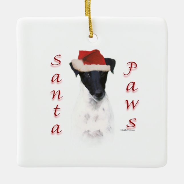 Smooth Fox Terrier Santa Paws Ceramic Ornament (Front)