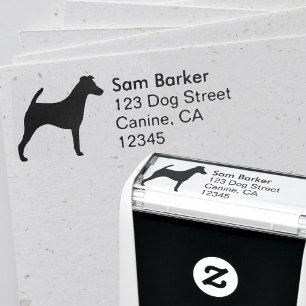 Smooth Fox Terrier Silhouette Return Address Self-inking Stamp