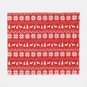 Smooth Fox Terrier Silhouettes Christmas Holiday Fleece Blanket