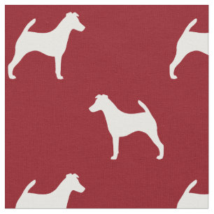 Smooth Fox Terrier Silhouettes Pattern Red Fabric