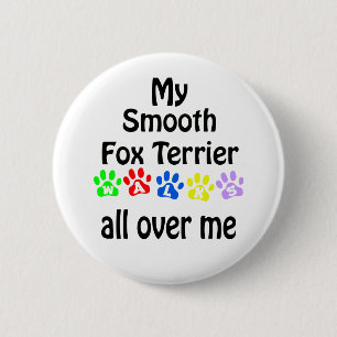 Smooth Fox Terrier Walks Design 6 Cm Round Badge