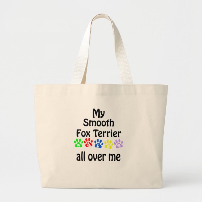 Smooth Fox Terrier Walks Design Large Tote Bag (Front)