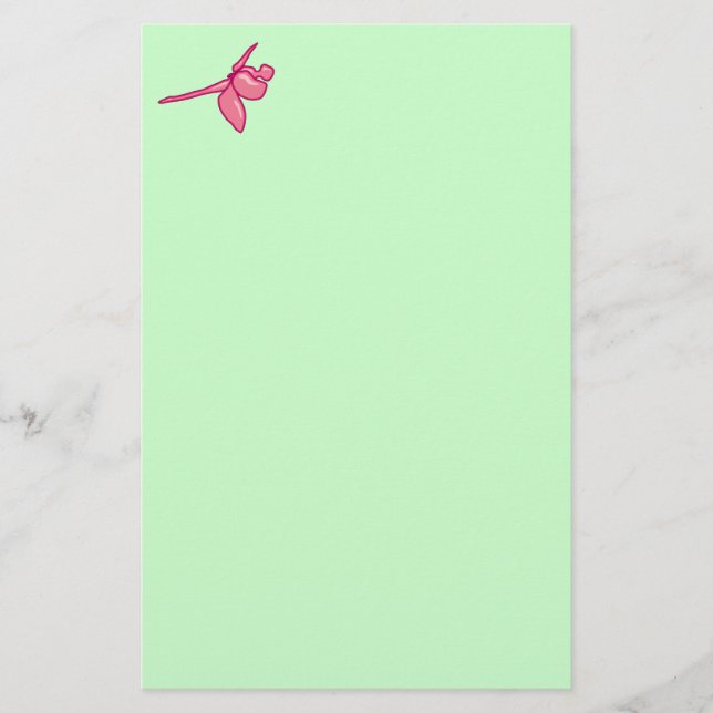 Smooth Fuschia Dragonfly Stationery (Front)