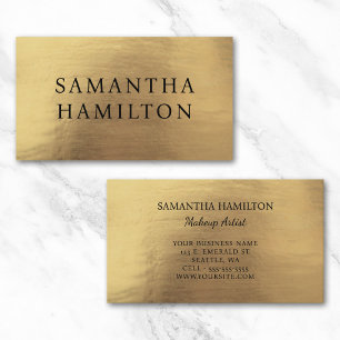 Smooth Gold Foil Modern Minimalist Black Business Card