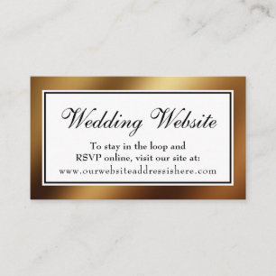 Smooth Gold Glam Wedding Website Insert Card