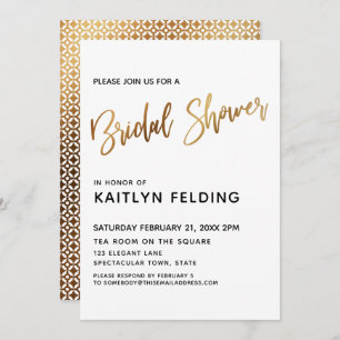 Smooth Gold Ombre Bridal Shower Typography Invitation