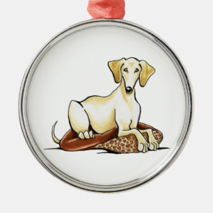 Smooth Gold Saluki Lester Metal Ornament