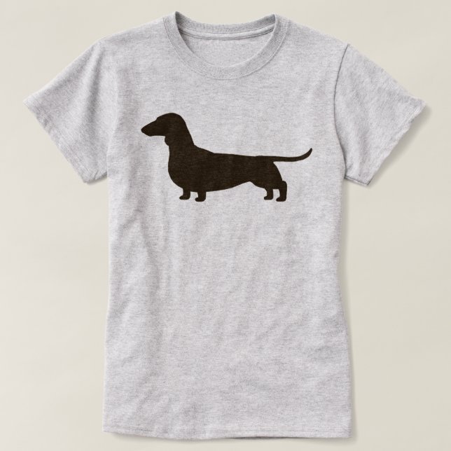 Smooth Haired Dachshund | Wiener Dog Silhouette T-Shirt (Design Front)