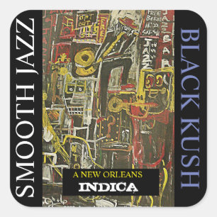 SMOOTH JAZZ BLACK KUSH SQUARE STICKER