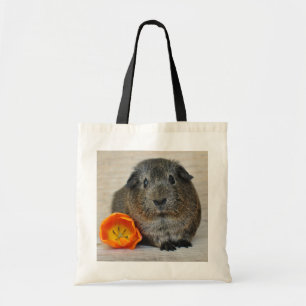 Smooth, Lemon Agouti Guinea Pig and Poppy Tote Bag