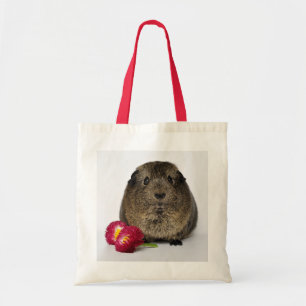 Smooth, Lemon Agouti Guinea Pig with Pink Flowers Tote Bag