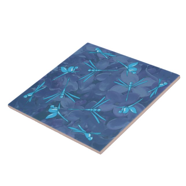 Smooth Light Blue Dragonfly Ceramic Tile (Side)