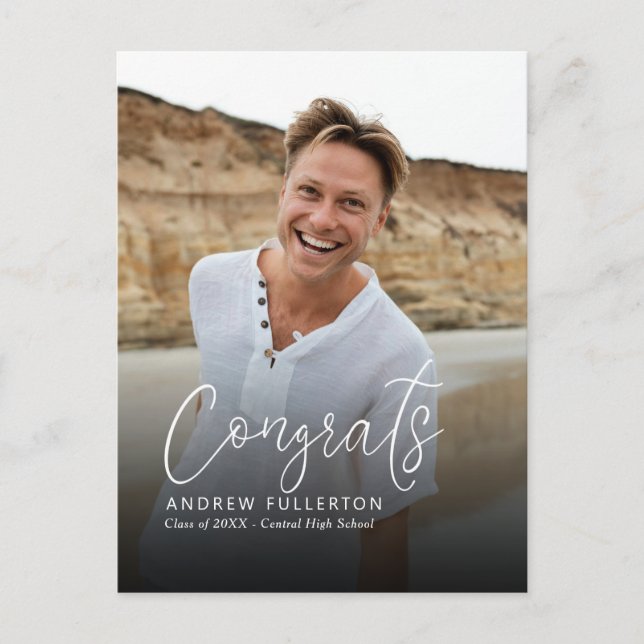 Smooth Note Graduation Announcement Postcard (Front)