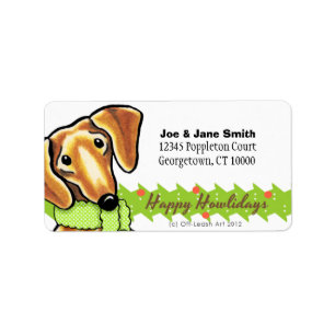 Smooth Red Dachshund Christmas Label