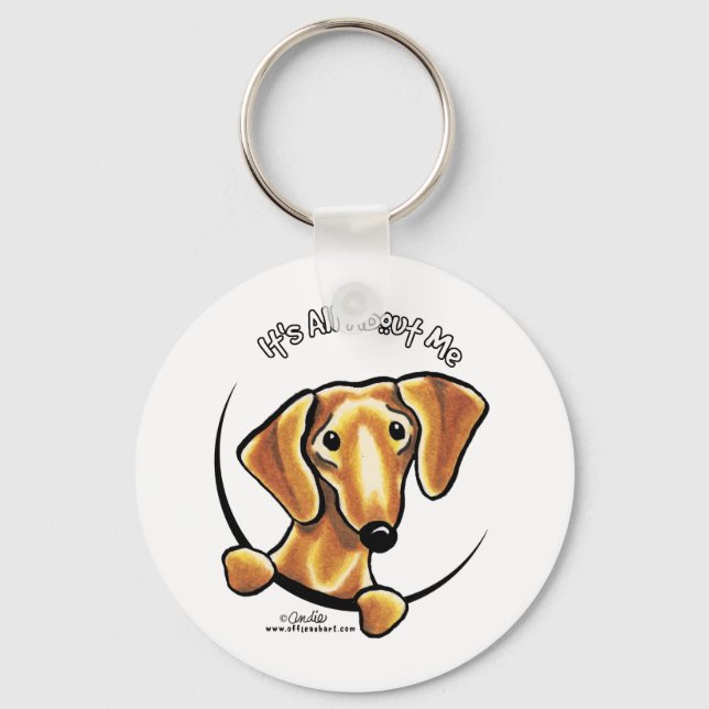 Smooth Red Dachshund Its All About Me Key Ring (Front)