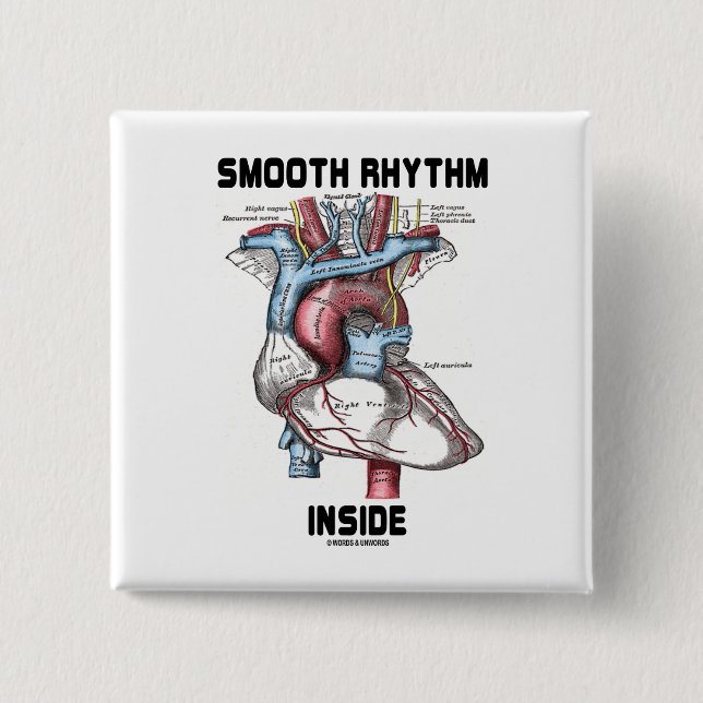 Smooth Rhythm Inside (Medical Anatomical Heart) 15 Cm Square Badge (Front)