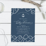 Smooth Sailing | Baby Shower Invitation<br><div class="desc">Our coastal chic baby shower invitations in harbour blue feature white nautical rope detailing with a ship's anchor illustration. "A little sailor is on the way" appears above your baby shower details in nautical style lettering.</div>