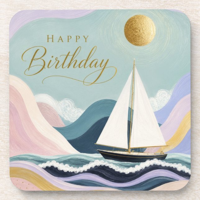 Smooth Sailing into Another Year Coaster (Front)