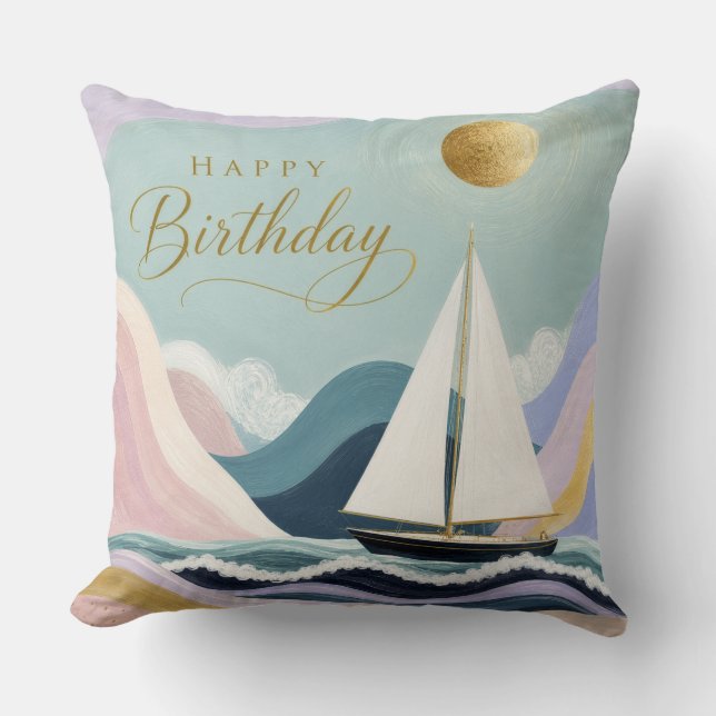 Smooth Sailing into Another Year Cushion (Front)