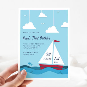Smooth Sailing   Kids Birthday Party Invitation