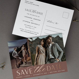 Smooth Script   2 Photo Wedding Save the Date Foil Invitation Postcard
