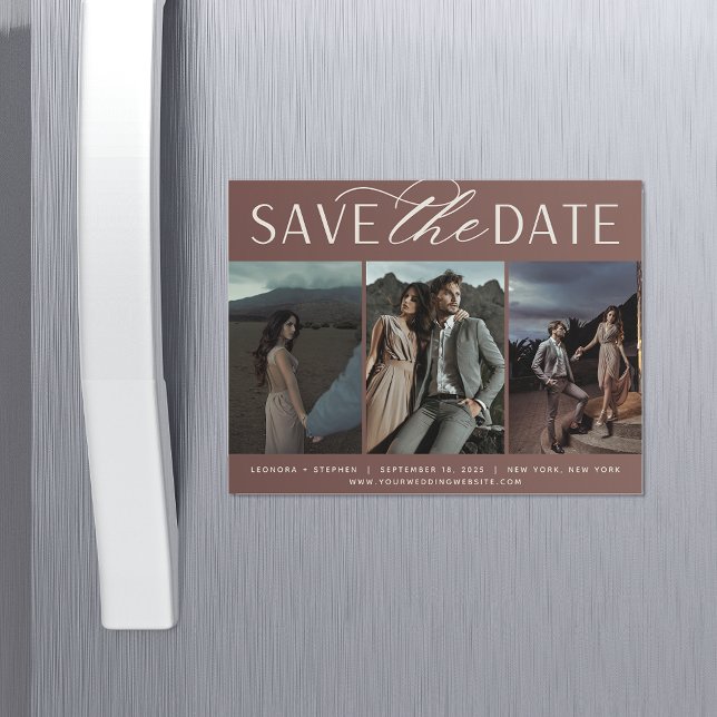 Smooth Script | 3 Photo Save the Date Magnet (Creator Uploaded)