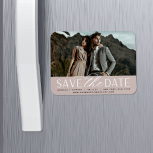 Smooth Script Horizontal Photo Save the Date Magnet